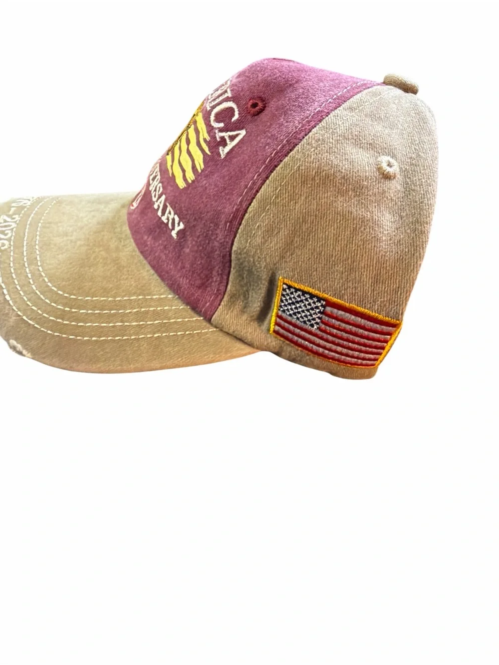NWT America 250th Anniversary Semiquincentennial Hat 1776-2026 Maroon Khaki